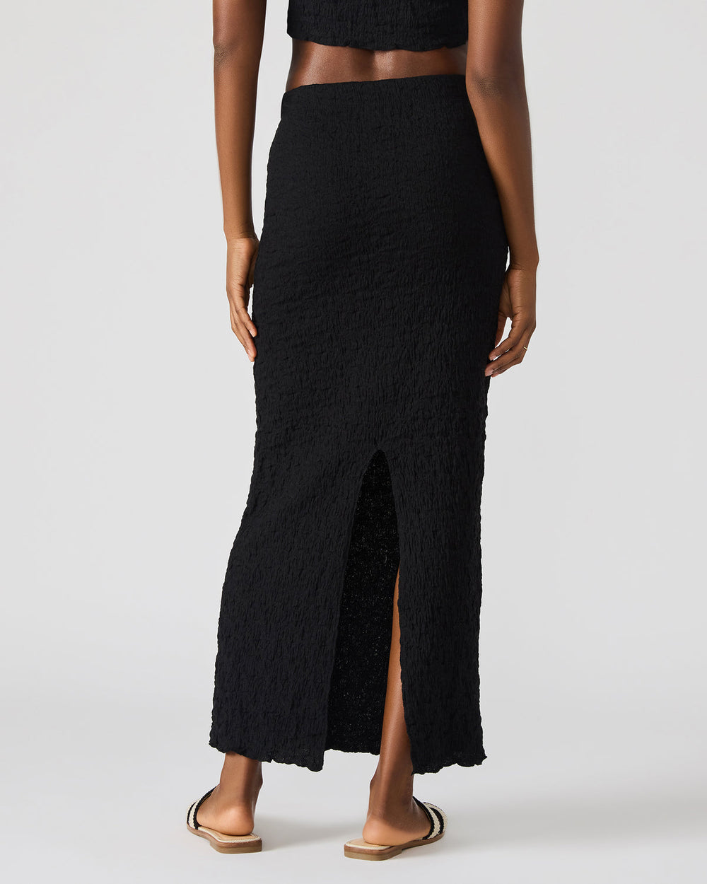SEASIDE Maxi Skirt Set Black Women's Textured Matching Set | Steve Madden outlet