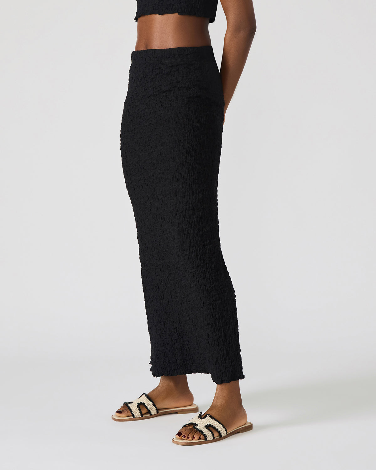 SEASIDE Maxi Skirt Set Black Women's Textured Matching Set | Steve Madden outlet
