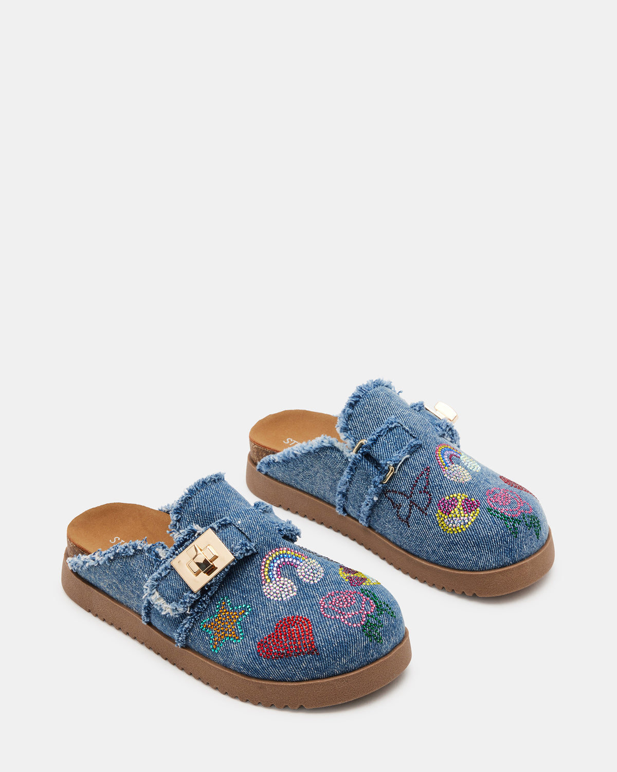 Kids' MONEYY Denim Multi Girls' Slip-On Clogs | Steve Madden on Sale