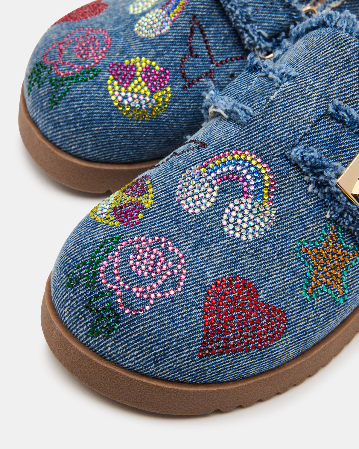 Kids' MONEYY Denim Multi Girls' Slip-On Clogs | Steve Madden on Sale