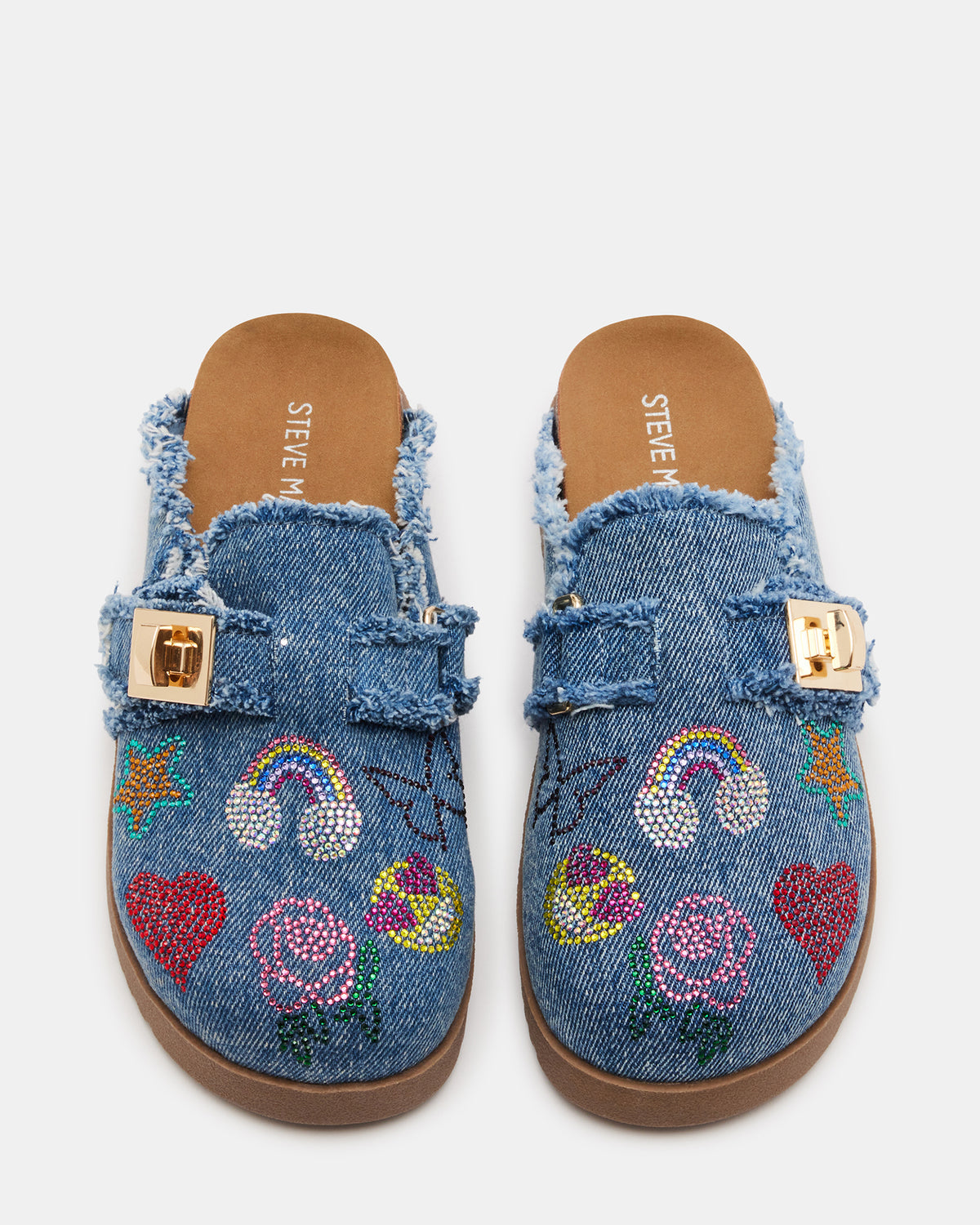 Kids' MONEYY Denim Multi Girls' Slip-On Clogs | Steve Madden on Sale