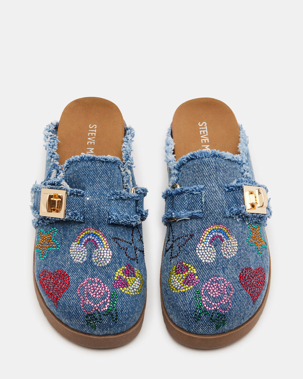 Kids' MONEYY Denim Multi Girls' Slip-On Clogs | Steve Madden on Sale