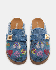 Kids' MONEYY Denim Multi Girls' Slip-On Clogs | Steve Madden on Sale
