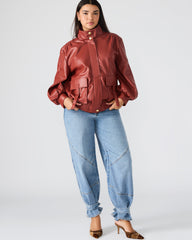 VEE Dusty Brick Faux Leather Long-Sleeved Women's Jacket | Steve Madden online