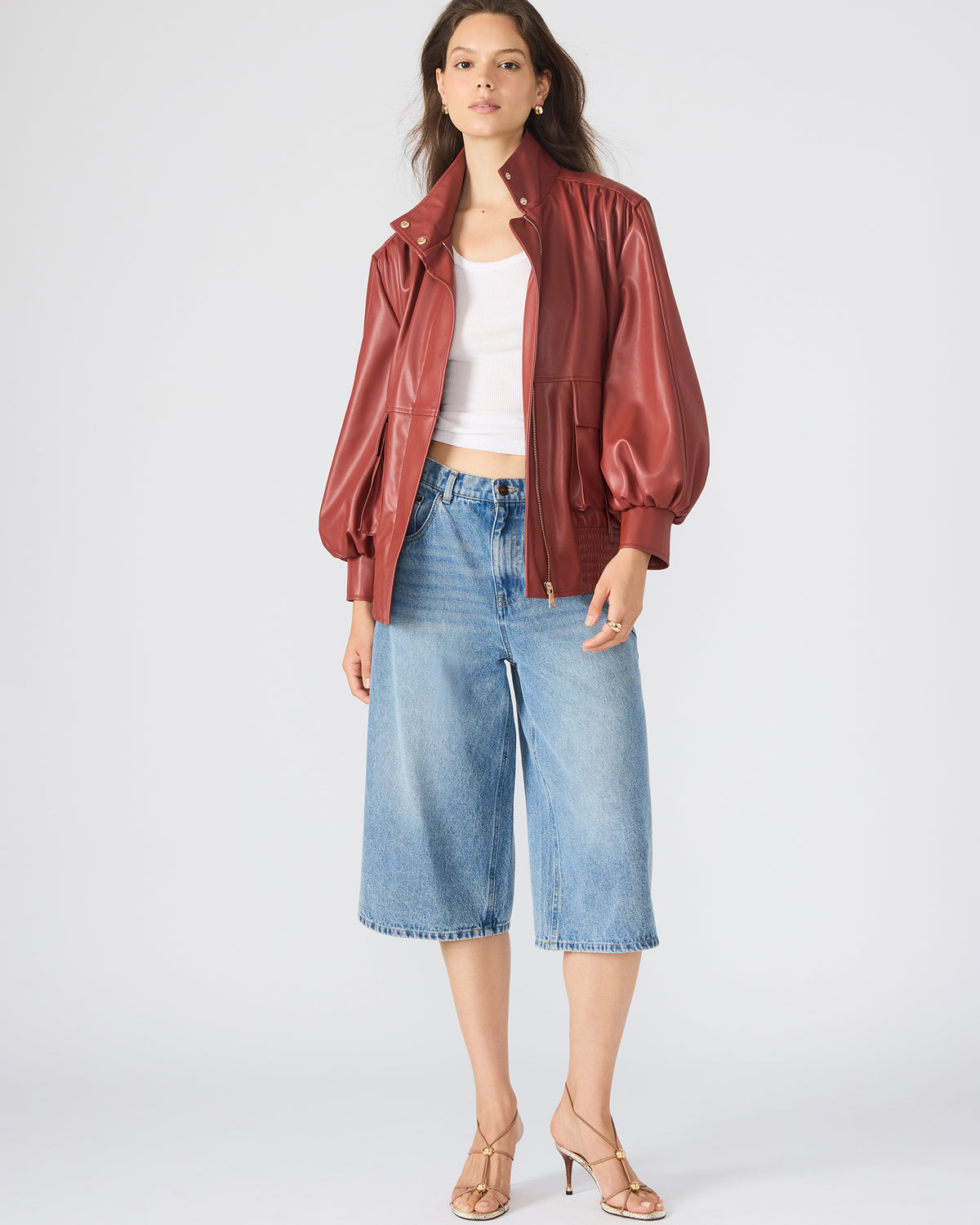 VEE Dusty Brick Faux Leather Long-Sleeved Women's Jacket | Steve Madden online