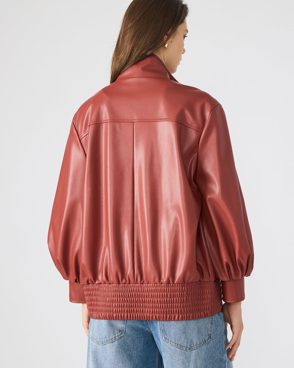 VEE Dusty Brick Faux Leather Long-Sleeved Women's Jacket | Steve Madden online