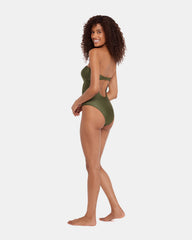 SHINE BRIGHT ONE PIECE SWIMSUIT Olive Women's Bandeau One-Piece Swimsuit | Steve Madden Sale