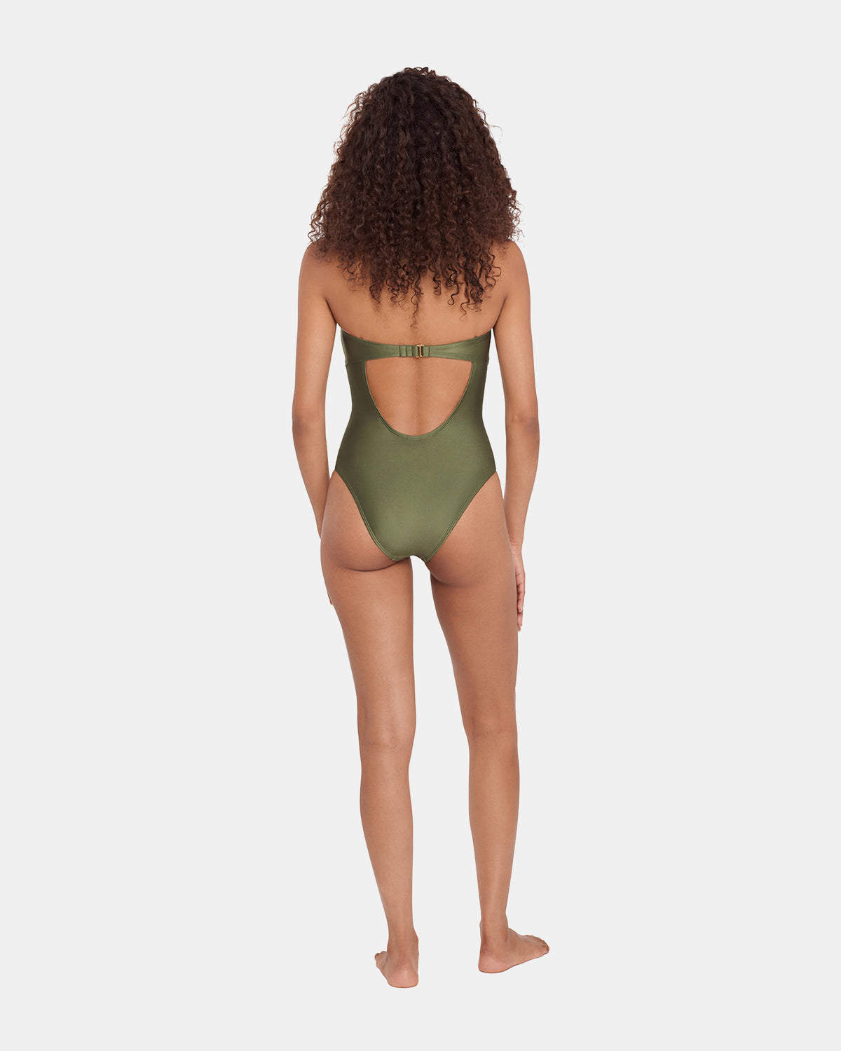 SHINE BRIGHT ONE PIECE SWIMSUIT Olive Women's Bandeau One-Piece Swimsuit | Steve Madden Sale