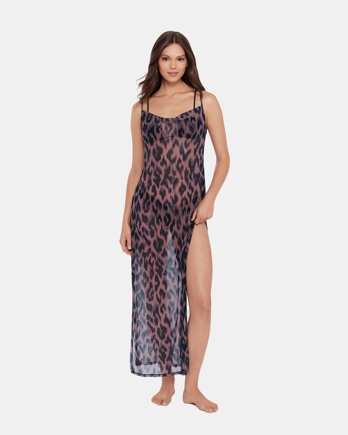 STATIC LEOPARD BIKINI COVER-UP Natural Flowy Mesh Women's Swim Cover-Up | Steve Madden outlet