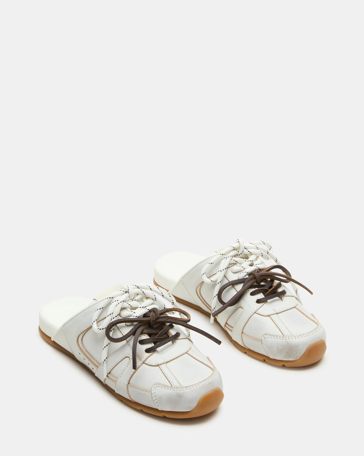 MAYSA White Distressed Women's Low-Top Slip-On Mule Sneakers | Steve Madden near me