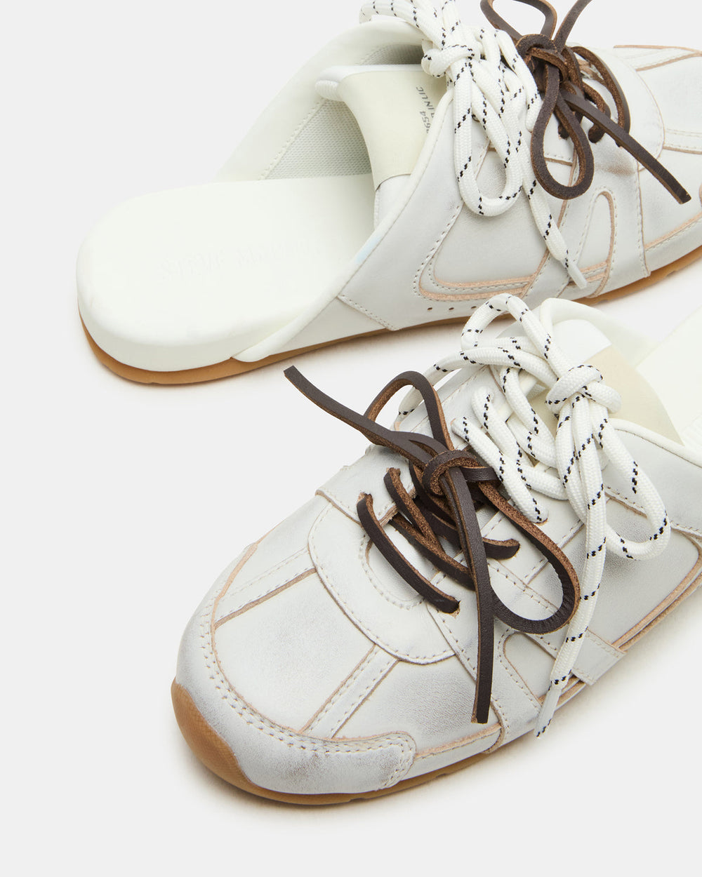 MAYSA White Distressed Women's Low-Top Slip-On Mule Sneakers | Steve Madden near me