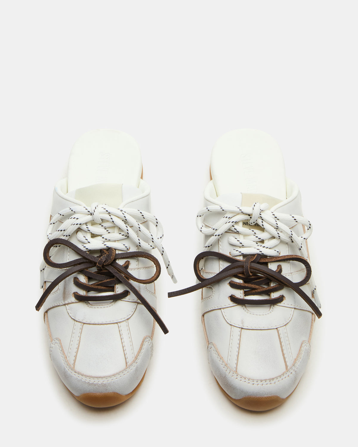 MAYSA White Distressed Women's Low-Top Slip-On Mule Sneakers | Steve Madden near me