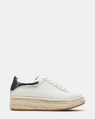 GLANCE White/Silver Espadrille Platform Casual | Women's Sneakers | Steve Madden Sale