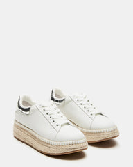 GLANCE White/Silver Espadrille Platform Casual | Women's Sneakers | Steve Madden Sale