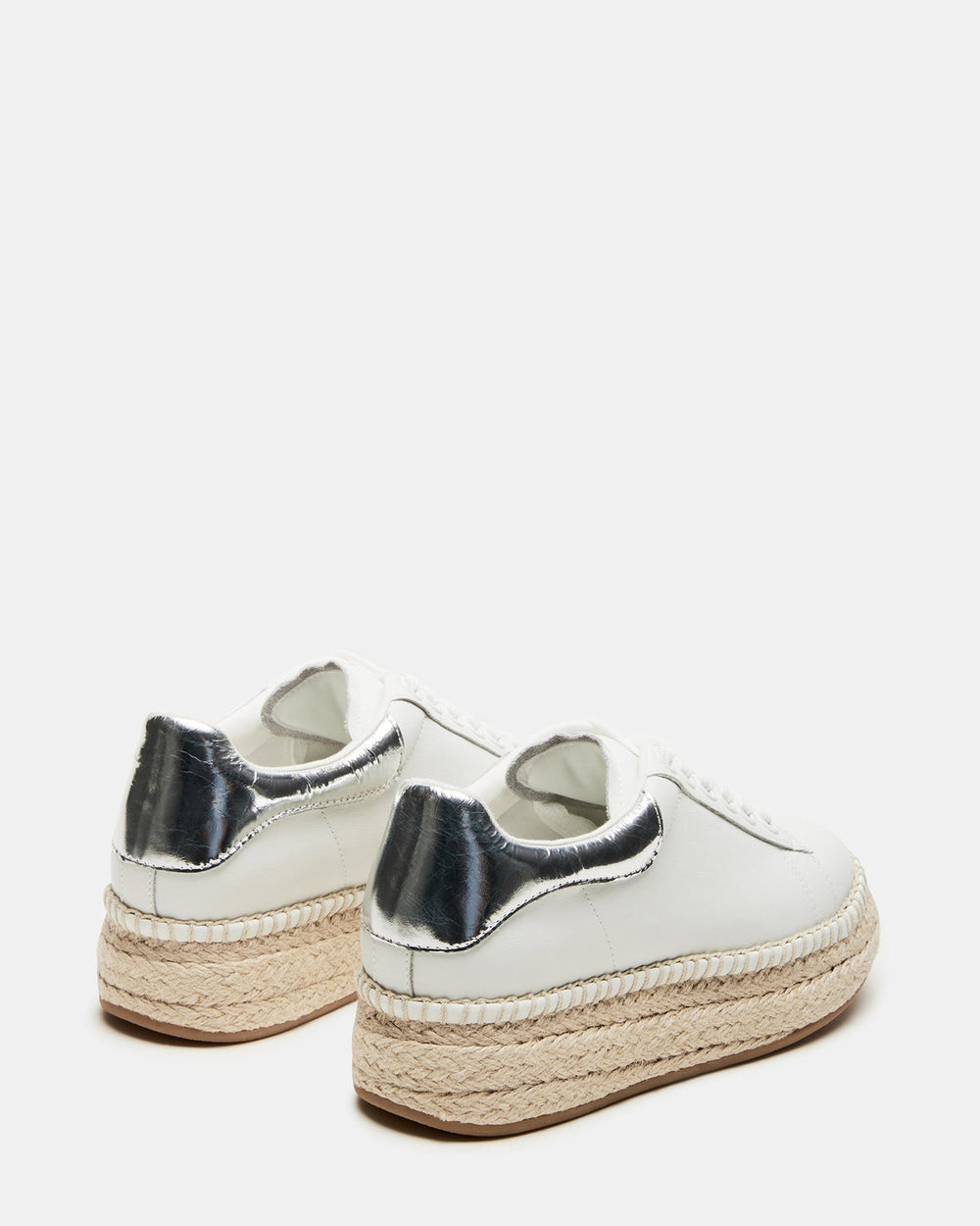 GLANCE White/Silver Espadrille Platform Casual | Women's Sneakers | Steve Madden Sale