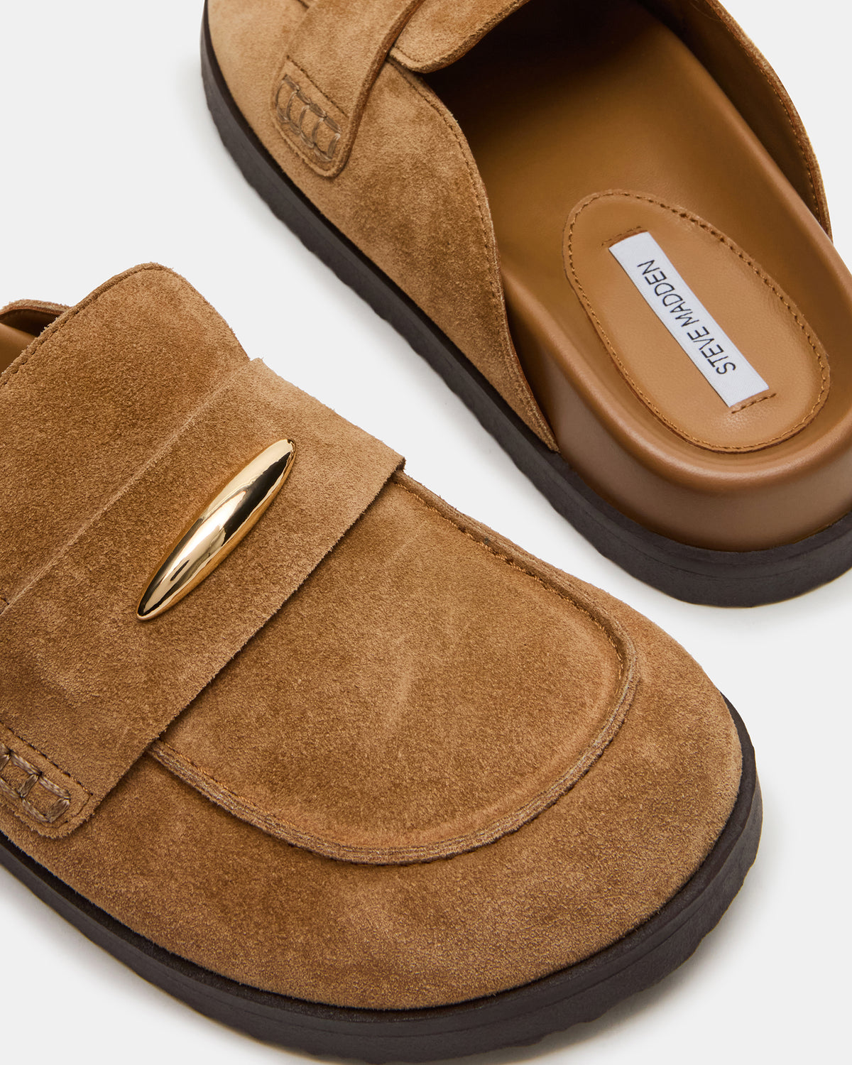 TOBIN Chestnut Suede Slip-On Mule Women's Flat | Steve Madden outlet