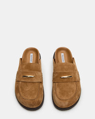 TOBIN Chestnut Suede Slip-On Mule Women's Flat | Steve Madden outlet
