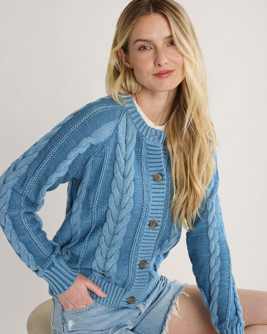 Pendleton Shop Women's Cotton Cable Knit Button-Front Cardigan