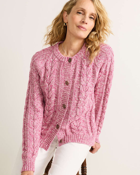Pendleton Shop Women's Marled Cotton Cable Button-Front Cardigan